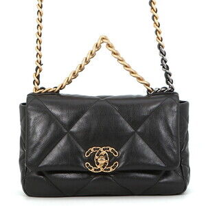 Chanel Chain Shoulder Bag CHANEL19 Coco Mark Shiny Lambskin AS1160 CHANEL Bla...